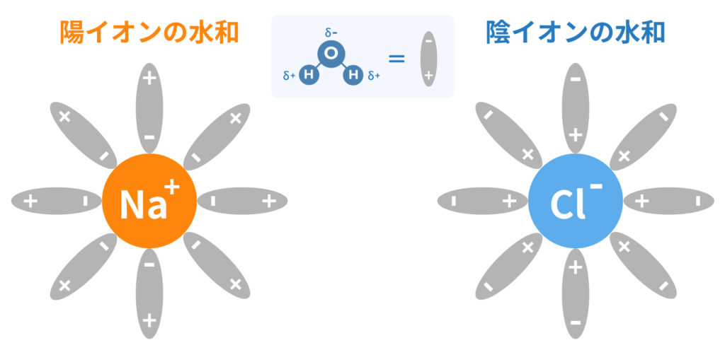 水分子の水和によるNaClの溶解・分散
