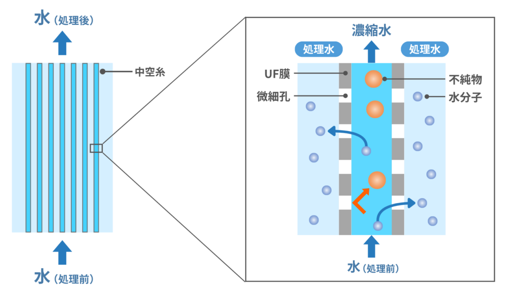 UF膜・限外ろ過膜の構造とふるい分けの原理